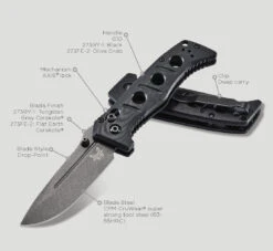 Benchmade Mini ADAMAS Grey CPM-CruWear® Steel Black Handle Folder Knife - 273GY-1 13 Benchmade Mini ADAMAS Grey CPM-CruWear® Steel Black Handle Folder Knife - 273GY-1 -Knives Store B273GY 1 5