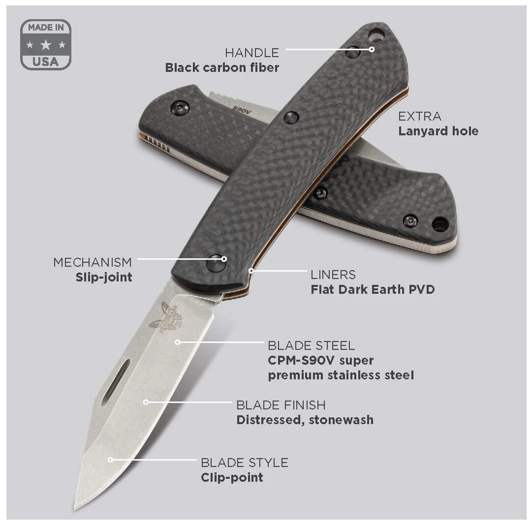 Benchmade 'Proper' CPMS90V Steel Carbon Fibre Gentleman's Folder Knife - 318-2 4 Benchmade 'Proper' CPMS90V Steel Carbon Fibre Gentleman's Folder Knife - 318-2 - Image 2
