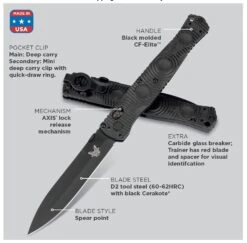 Benchmade Thompson SOCP Black D2 Steel Black Handle Folder Knife - 391BK 15 Benchmade Thompson SOCP Black D2 Steel Black Handle Folder Knife - 391BK -Knives Store B391BK 6