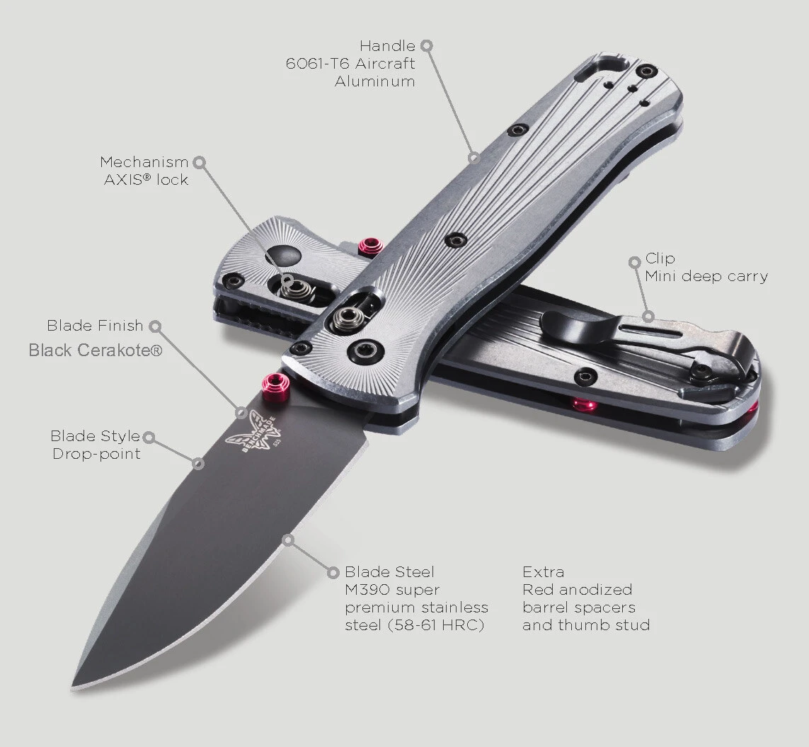 Benchmade Bugout Black M390 Steel Aluminium Handle Folder Knife - B535-4 8 Benchmade Bugout Black M390 Steel Aluminium Handle Folder Knife - B535-4 - Image 6