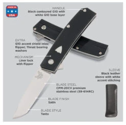 Benchmade Oeser Tengu Flipper CPM-20CV Steel Gentleman's Folder Knife - 601 13 Benchmade Oeser Tengu Flipper CPM-20CV Steel Gentleman's Folder Knife - 601 -Knives Store B601 5