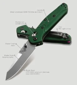 Benchmade Mini Osborne CPMS30V Steel Reverse Tanto Green Folder Knife - 945 -Knives Store B945 6