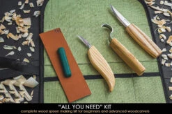 BeaverCraft S13 – Spoon Carving Tool Set (3 Knives + Accessories In Roll)