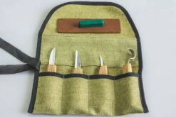 BeaverCraft S48 – Spoon Carving Tool Set (4 Tools + Accessories In Canvas Roll)