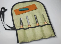 BeaverCraft SC01 – Wood Carving Gouge Tool Set (4 Tools + Accessories In Canvas Roll)