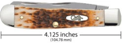 Case Amber Bone Peach Seed Jig (CS) Large Trapper Folder Knife #00163 10 Case Amber Bone Peach Seed Jig (CS) Large Trapper Folder Knife #00163 -Knives Store CA00163 3