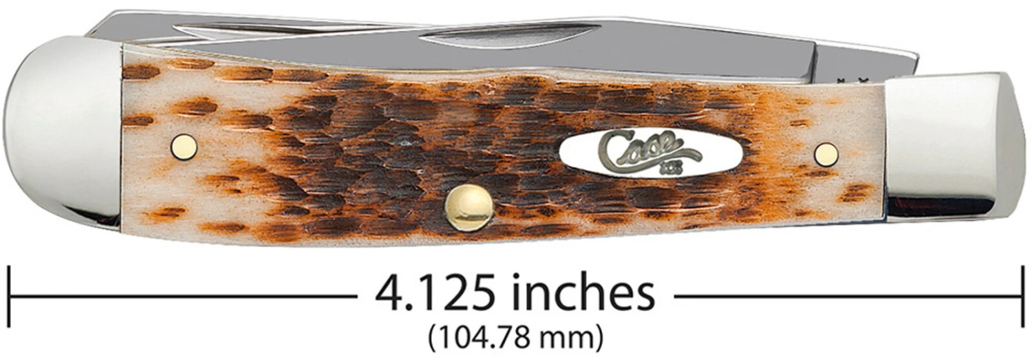 Case Amber Bone Peach Seed Jig (CS) Large Trapper Folder Knife #00163 6 Case Amber Bone Peach Seed Jig (CS) Large Trapper Folder Knife #00163 - Image 4