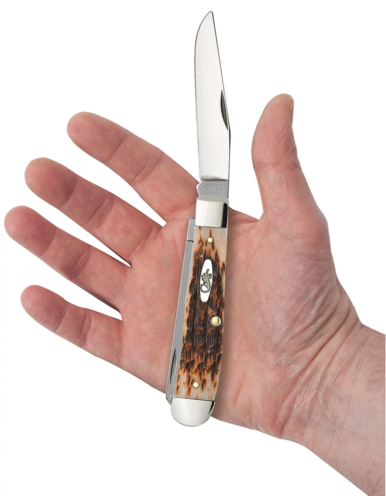 Case Amber Bone Peach Seed Jig (SS) Large Trapper Folder Knife #00164 5 Case Amber Bone Peach Seed Jig (SS) Large Trapper Folder Knife #00164 - Image 3