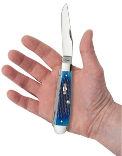 Case Rogers Corn Cob Jig Blue Bone (SS) Large Trapper Folder Knife #02800 -Knives Store CA02800 2