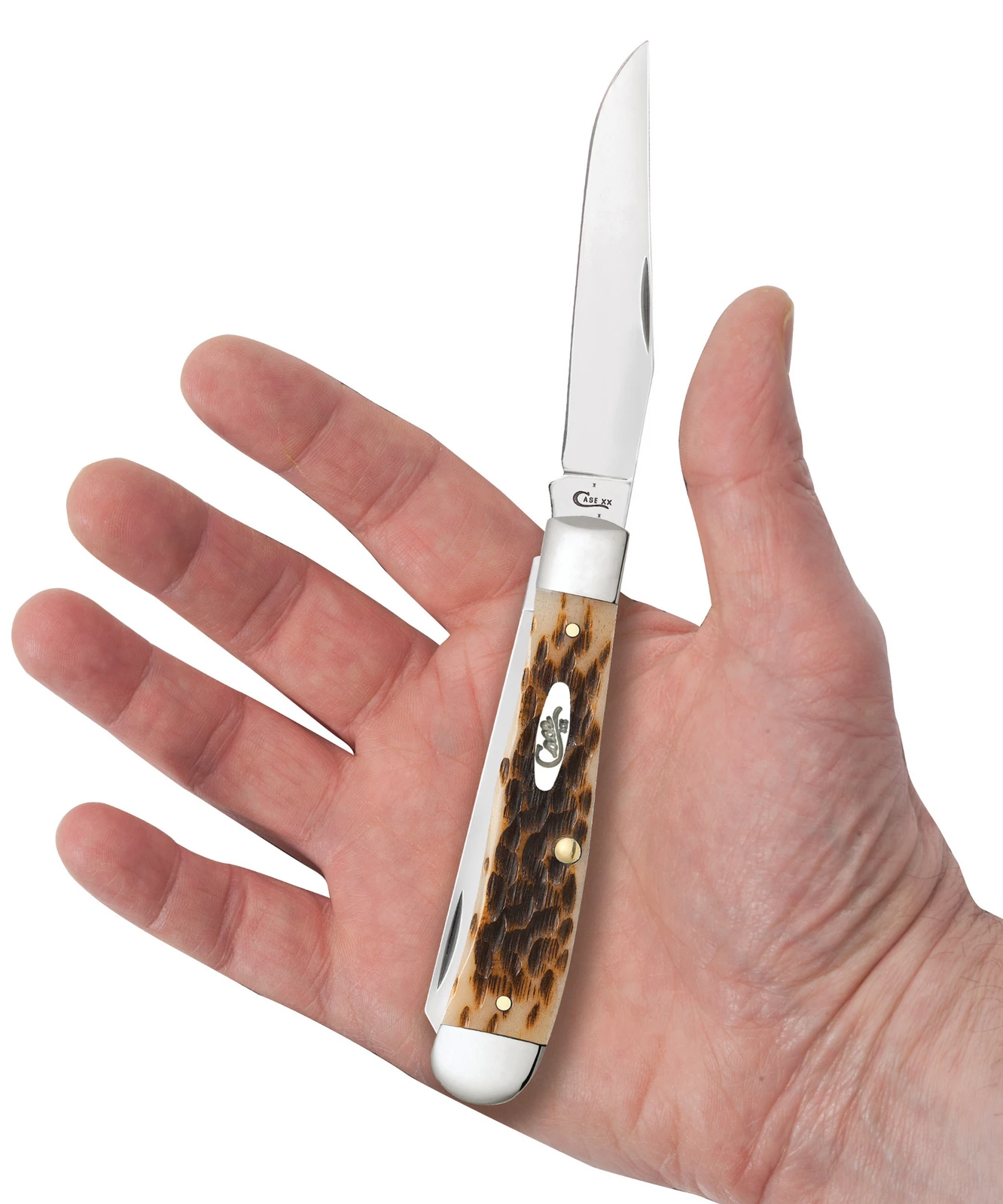 Case Amber Bone Peach Seed Jig (SS) Large Trapper Folder Knife W/ Pocket Clip #06540 5 Case Amber Bone Peach Seed Jig (SS) Large Trapper Folder Knife W/ Pocket Clip #06540 - Image 3