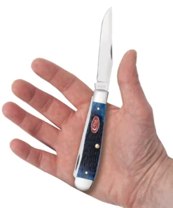 Case Rogers Jig Navy Blue Bone (SS) Large Trapper Folder Knife #07051 -Knives Store CA07051 2