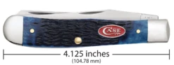 Case Rogers Jig Navy Blue Bone (SS) Large Trapper Folder Knife #07051 -Knives Store CA07051 3