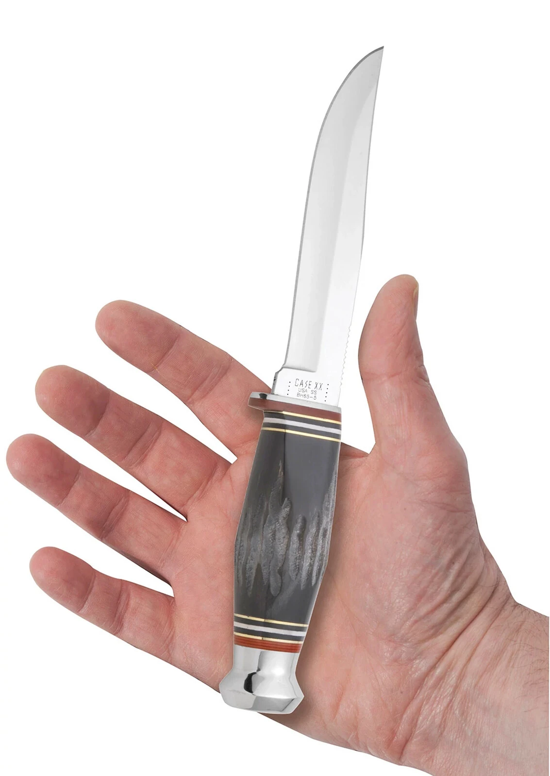 Case Buffalo Horn 5" Combination Skinner Hunter Fixed Blade Knife With Sheath #17912 4 Case Buffalo Horn 5" Combination Skinner Hunter Fixed Blade Knife With Sheath #17912 - Image 2