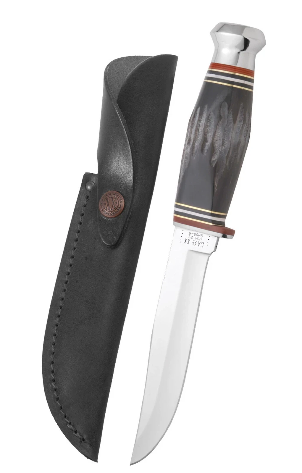 Case Buffalo Horn 5" Combination Skinner Hunter Fixed Blade Knife With Sheath #17912 3 Case Buffalo Horn 5" Combination Skinner Hunter Fixed Blade Knife With Sheath #17912