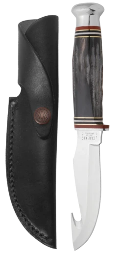 Case Buffalo Horn 4" Guthook Hunter Skinner Hunter Fixed Blade Knife With Sheath #17914