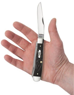 Case Jigged Rough Black Synthetic (SS) Large Trapper Folder Knife #18221 -Knives Store CA18221 2