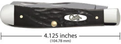 Case Jigged Rough Black Synthetic (SS) Large Trapper Folder Knife #18221 -Knives Store CA18221 3