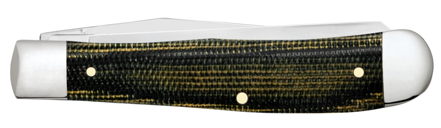 Case Smooth Green And Black Natural Canvas Micarta (SS) Large Trapper Folder Knife #23470 4 Case Smooth Green And Black Natural Canvas Micarta (SS) Large Trapper Folder Knife #23470 - Image 2