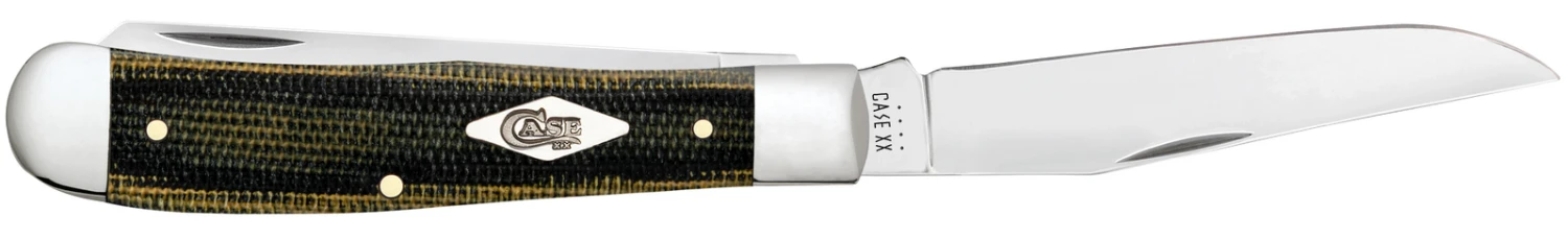 Case Smooth Green And Black Natural Canvas Micarta (SS) Large Trapper Folder Knife #23470 5 Case Smooth Green And Black Natural Canvas Micarta (SS) Large Trapper Folder Knife #23470 - Image 3