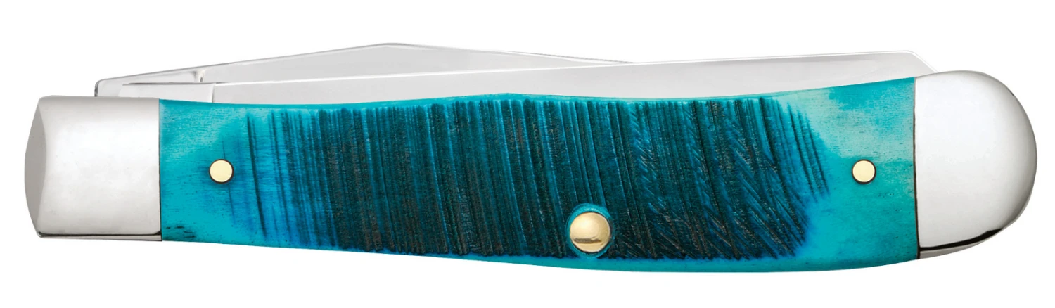 Case Sawcut Jig Caribbean Blue Bone (SS) Large Trapper Folder Knife #25592 4 Case Sawcut Jig Caribbean Blue Bone (SS) Large Trapper Folder Knife #25592 - Image 2