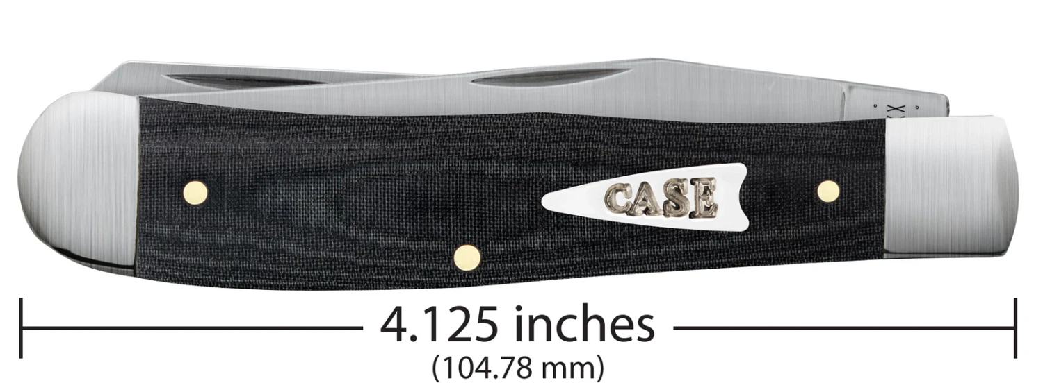 Case Smooth Black Micarta (SS) Large Trapper Folder Knife #27730 3 Case Smooth Black Micarta (SS) Large Trapper Folder Knife #27730