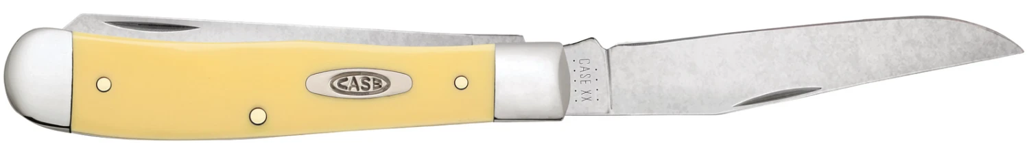 Case Yellow Synthetic (CS) Large Trapper Folder Knife W/ Pocket Clip #30114 4 Case Yellow Synthetic (CS) Large Trapper Folder Knife W/ Pocket Clip #30114 - Image 2