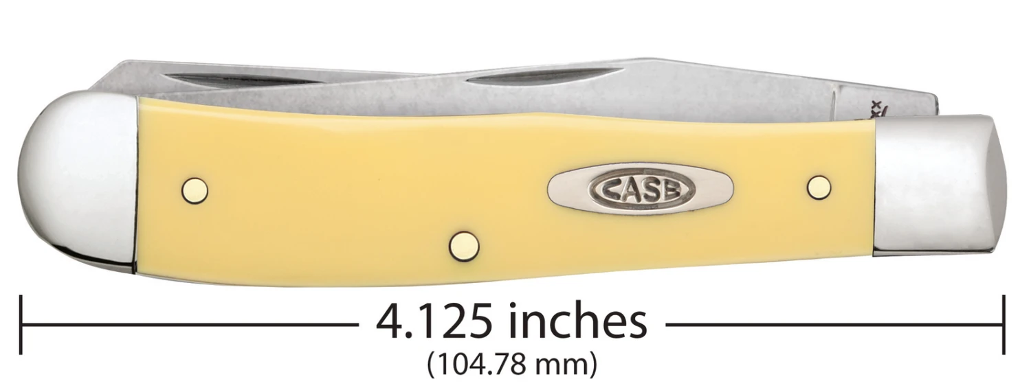 Case Yellow Synthetic (CS) Large Trapper Folder Knife W/ Pocket Clip #30114 6 Case Yellow Synthetic (CS) Large Trapper Folder Knife W/ Pocket Clip #30114 - Image 4