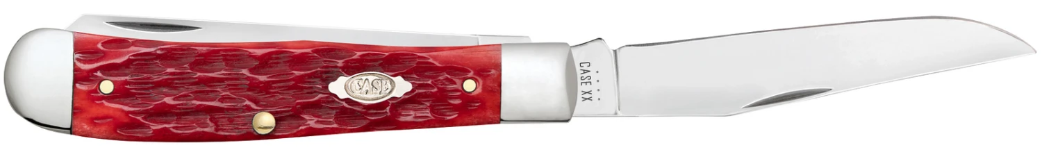 Case Peach Seed Jig Dark Red Bone (CS) Large Trapper Folder Knife W/ Pocket Clip #31957 5 Case Peach Seed Jig Dark Red Bone (CS) Large Trapper Folder Knife W/ Pocket Clip #31957 - Image 3