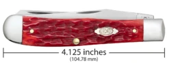 Case Peach Seed Jig Dark Red Bone (CS) Large Trapper Folder Knife W/ Pocket Clip #31957