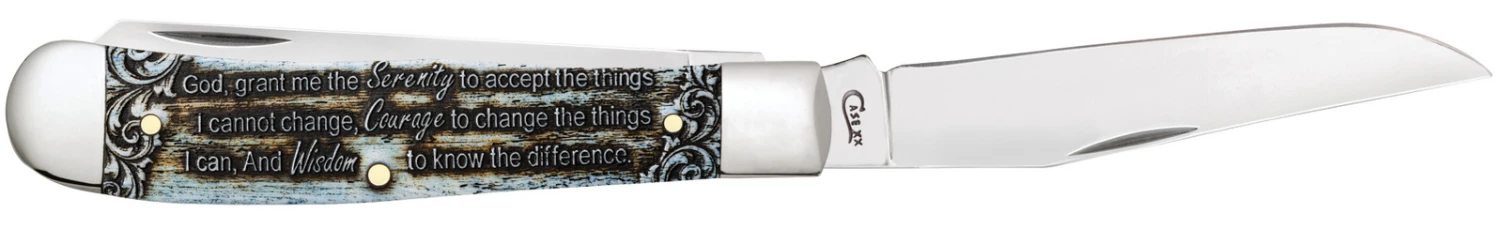 Case Gift Boxed Serenity Prayer Natural Bone (SS) Trapper Folder Knife #38822 4 Case Gift Boxed Serenity Prayer Natural Bone (SS) Trapper Folder Knife #38822 - Image 2