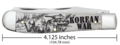 Case War Series Korean War Embellished Smooth Natural Bone (SS) Large Trapper Folder Knife #50951 -Knives Store CA50951 3