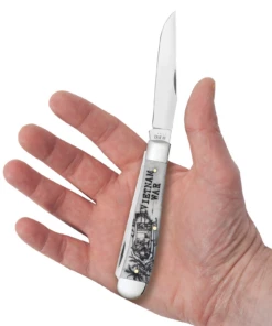 Case War Series Vietnam War Embellished Smooth Natural Bone (SS) Large Trapper Folder Knife #50952 -Knives Store CA50952 2