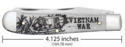 Case War Series Vietnam War Embellished Smooth Natural Bone (SS) Large Trapper Folder Knife #50952 -Knives Store CA50952 3