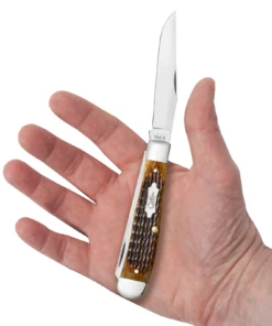 Case Rogers Corn Cob Jig Antique Bone (SS) Large Trapper Folder Knife #52832 8 Case Rogers Corn Cob Jig Antique Bone (SS) Large Trapper Folder Knife #52832 -Knives Store CA52832 2