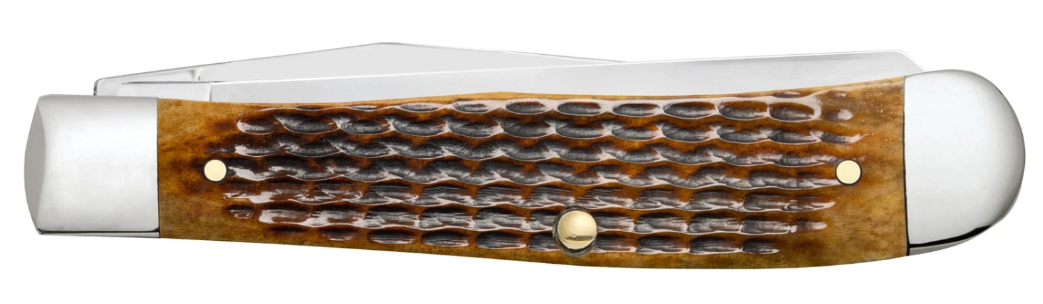 Case Rogers Corn Cob Jig Antique Bone (SS) Large Trapper Folder Knife #52832 3 Case Rogers Corn Cob Jig Antique Bone (SS) Large Trapper Folder Knife #52832