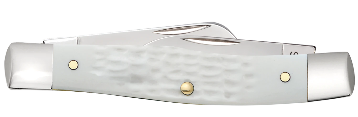 Case Sparxx Standard Jig White Synthetic (SS) Medium Sloped Bolster Stockman Folder Knife #60184 4 Case Sparxx Standard Jig White Synthetic (SS) Medium Sloped Bolster Stockman Folder Knife #60184 - Image 2