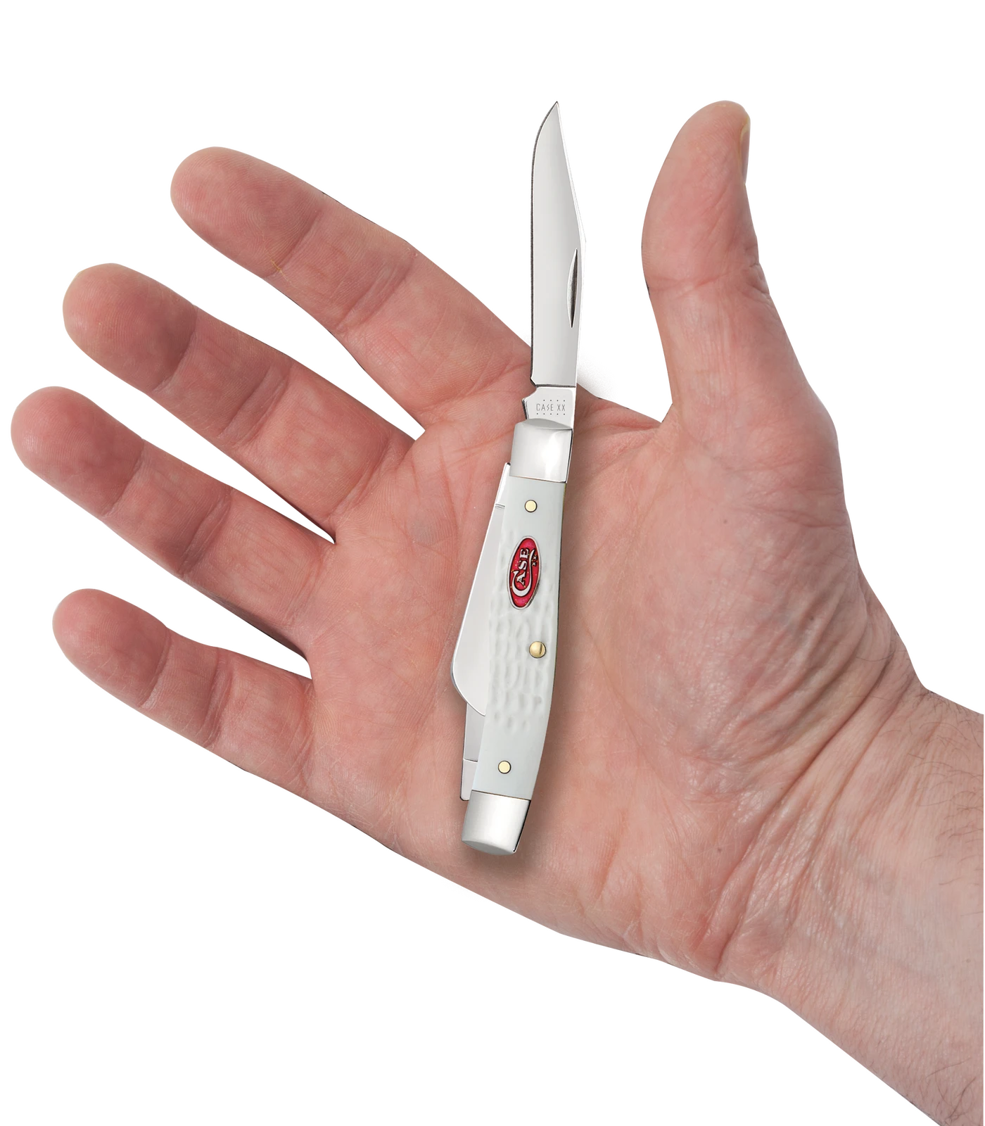 Case Sparxx Standard Jig White Synthetic (SS) Medium Sloped Bolster Stockman Folder Knife #60184 6 Case Sparxx Standard Jig White Synthetic (SS) Medium Sloped Bolster Stockman Folder Knife #60184 - Image 4