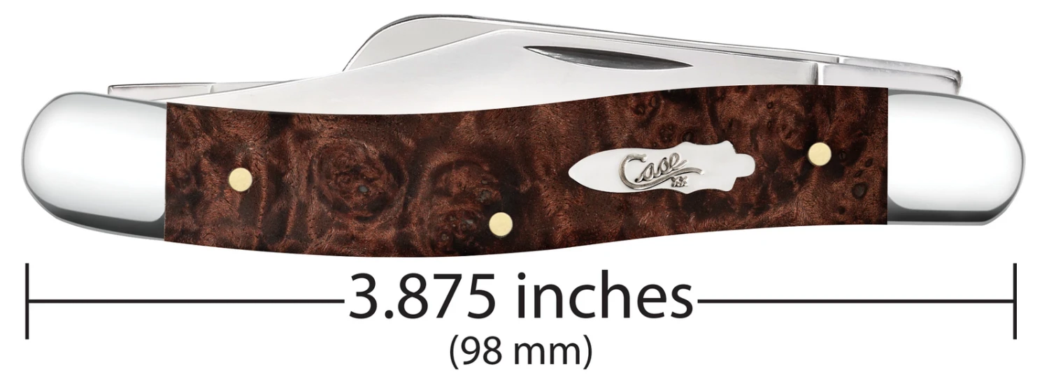 Case Smooth Brown Maple Burl Wood (SS) Large Stockman Folder Knife #64065 6 Case Smooth Brown Maple Burl Wood (SS) Large Stockman Folder Knife #64065 - Image 4
