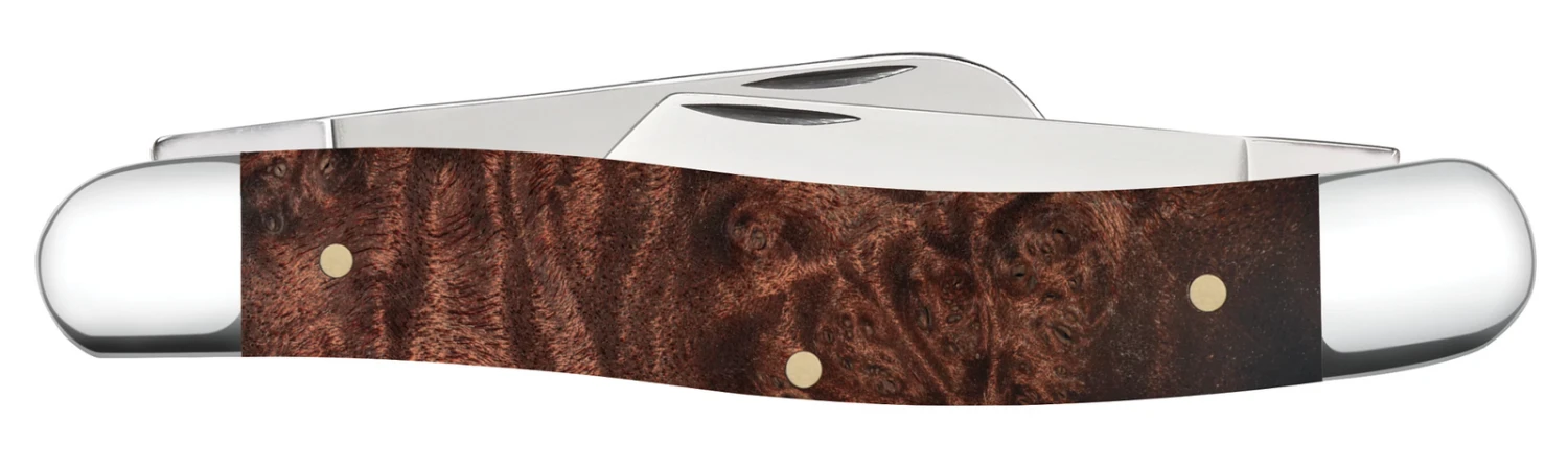 Case Smooth Brown Maple Burl Wood (SS) Large Stockman Folder Knife #64065 3 Case Smooth Brown Maple Burl Wood (SS) Large Stockman Folder Knife #64065
