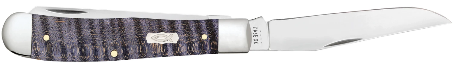 Case Smooth Purple Curly Maple Wood (SS) Large Trapper Folder Knife #80540 4 Case Smooth Purple Curly Maple Wood (SS) Large Trapper Folder Knife #80540 - Image 2