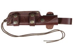 Cudeman Nesmuk Wolf Olive Wood Bohler N690CO Steel Hunting Fixed Blade Knife, Leather Sheath - 208-L