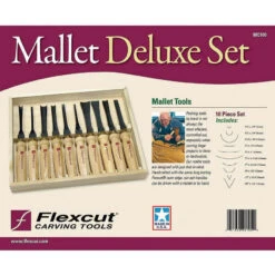 Flexcut 10-Piece Mallet Wood Carving Knife Deluxe Set - MC100