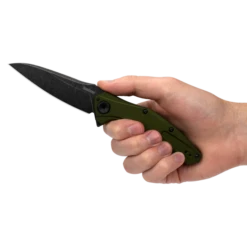 Kershaw Bareknuckle Olive Aluminium, Blackwash Sandvik 14C28N Folder Knife 7777OLBW -Knives Store KS7777OLBW 1