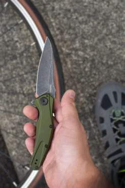 Kershaw Bareknuckle Olive Aluminium, Blackwash Sandvik 14C28N Folder Knife 7777OLBW -Knives Store KS7777OLBW 3