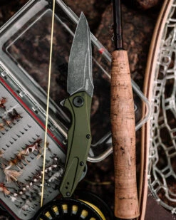 Kershaw Bareknuckle Olive Aluminium, Blackwash Sandvik 14C28N Folder Knife 7777OLBW -Knives Store KS7777OLBW 4