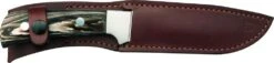Mikov Les Forest Buffalo Horn Hunting Narrow Fixed Blade Knife, Leather Sheath - 398-NR-13/A