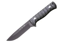 Nieto Patrol Black Micarta Survival Fixed Blade Knife, Leather Sheath - 1033