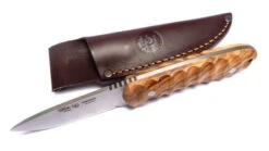Nieto Viking Olive Wood Hunting Fixed Blade Knife, Leather Sheath - 11000