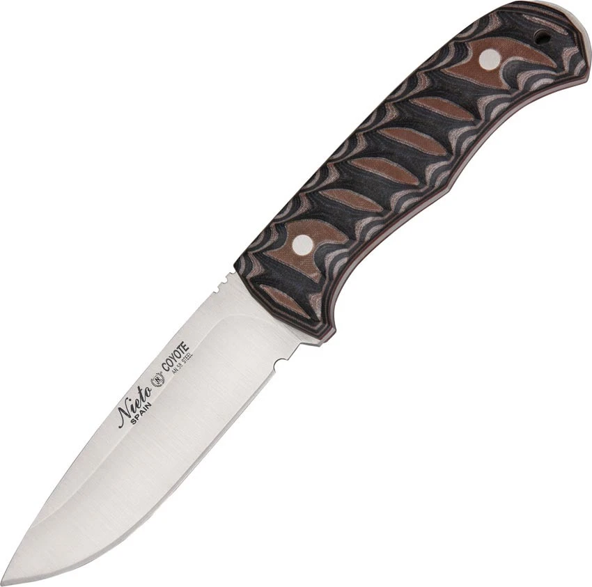 Nieto Coyote Brown Katex Hunting Fixed Blade Knife, Leather Sheath - 2050 3 Nieto Coyote Brown Katex Hunting Fixed Blade Knife, Leather Sheath - 2050
