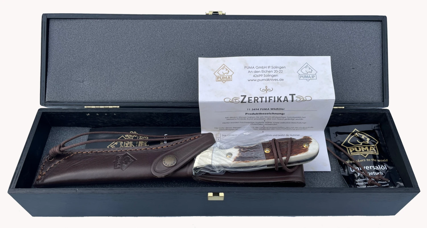 Puma Wildtöter Stag Handle Fixed Blade Hunting Knife, Leather Sheath - 113494 5 Puma Wildtöter Stag Handle Fixed Blade Hunting Knife, Leather Sheath - 113494 - Image 3